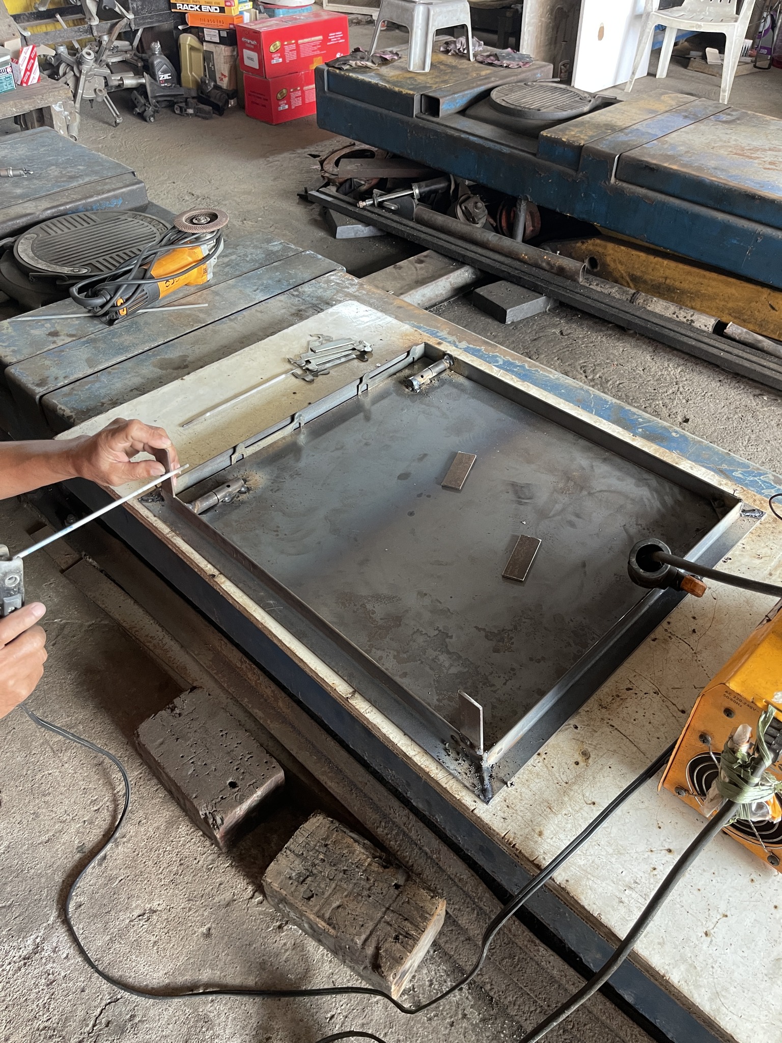 Welding for broken gate hinges and added grills